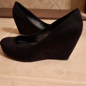 Black suede wedges